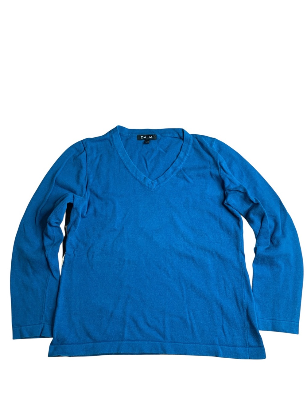 Dalia Bright Blue 100% Cotton V-Neck Long Size Large